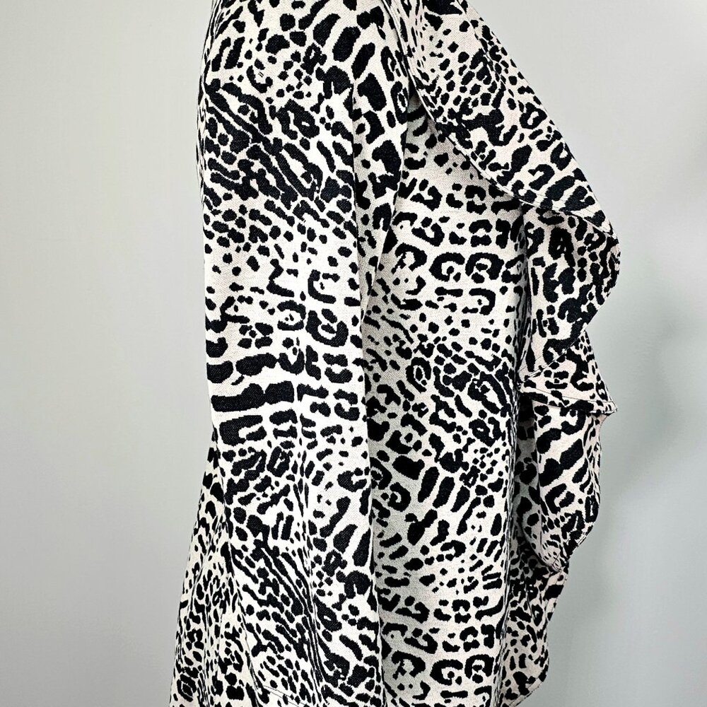 Calvin Klein Leopard Print Ruffle Front Blazer Jacket Open Front - Picture 2 of 11